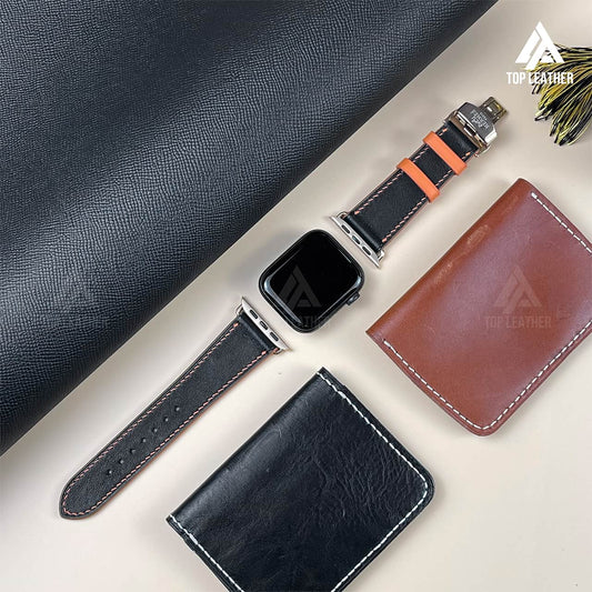 Dây đeo đồng hồ Swift bằng da dành cho Apple Watch và đồng hồ cơ - Màu xanh rêu SW2212