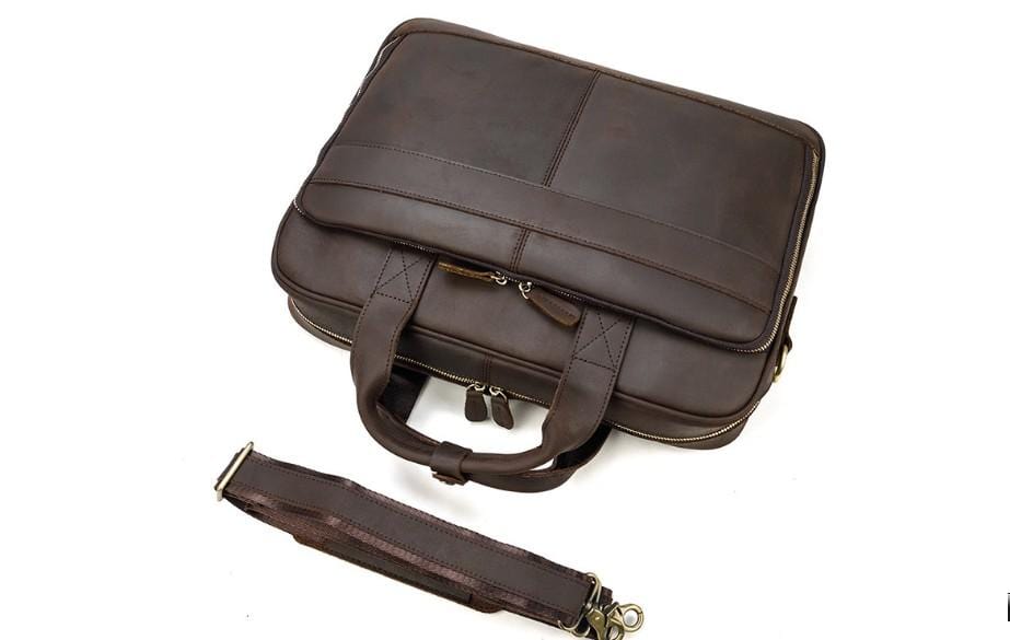 Túi đựng laptop da màu cà phê unisex 15 inch