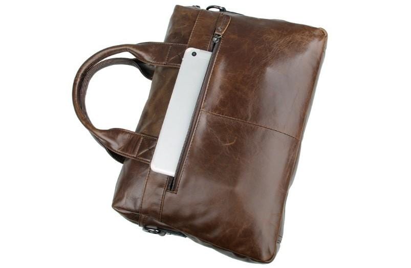 Túi đeo chéo đựng laptop bằng da màu nâu