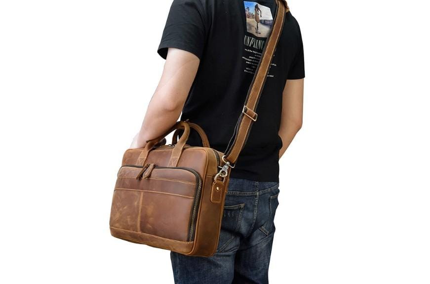 Túi đựng laptop nữ bằng da màu nâu 15 inch