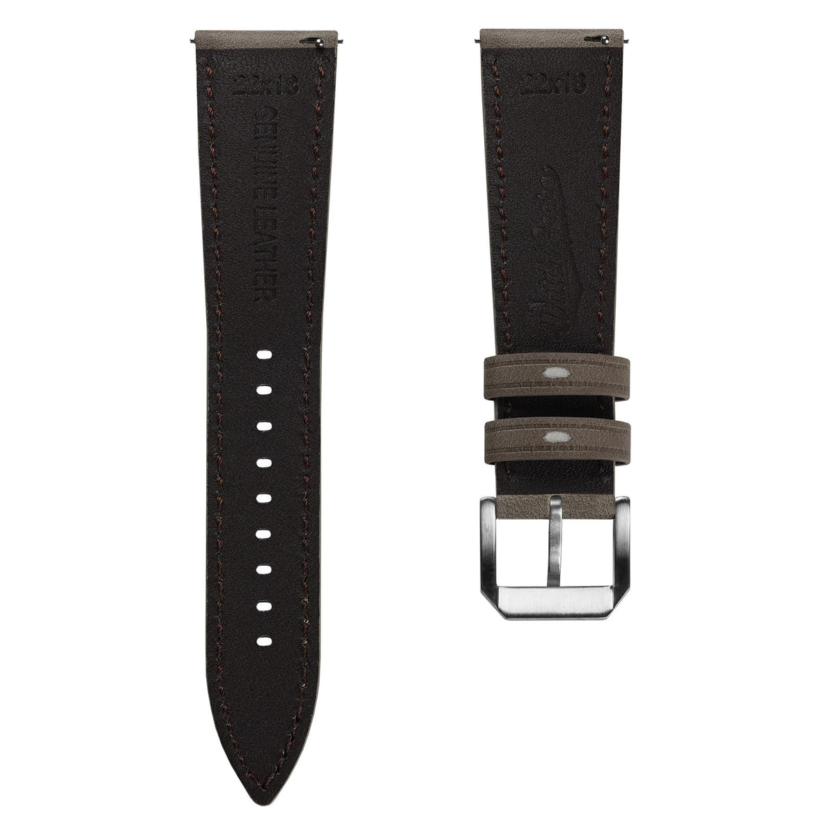 Vòng tay en cuir véritable rembourré Whitby - Gris foncé pastel