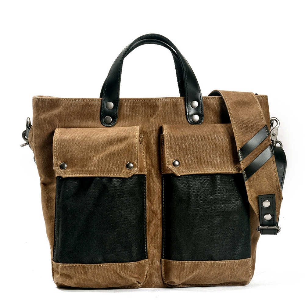Túi tote da – dành cho nam – Xanh lá – thủ công, mỏng gọn