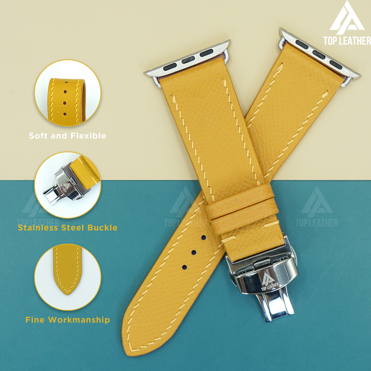 Dây đeo đồng hồ bằng da Epsom - Màu vàng EP2214