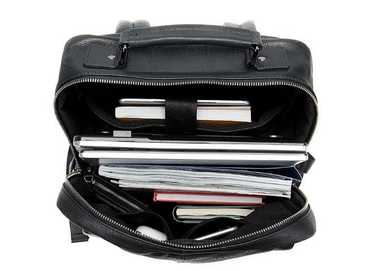 Ba lô đựng laptop bằng da màu đen dành cho nam và nữ.