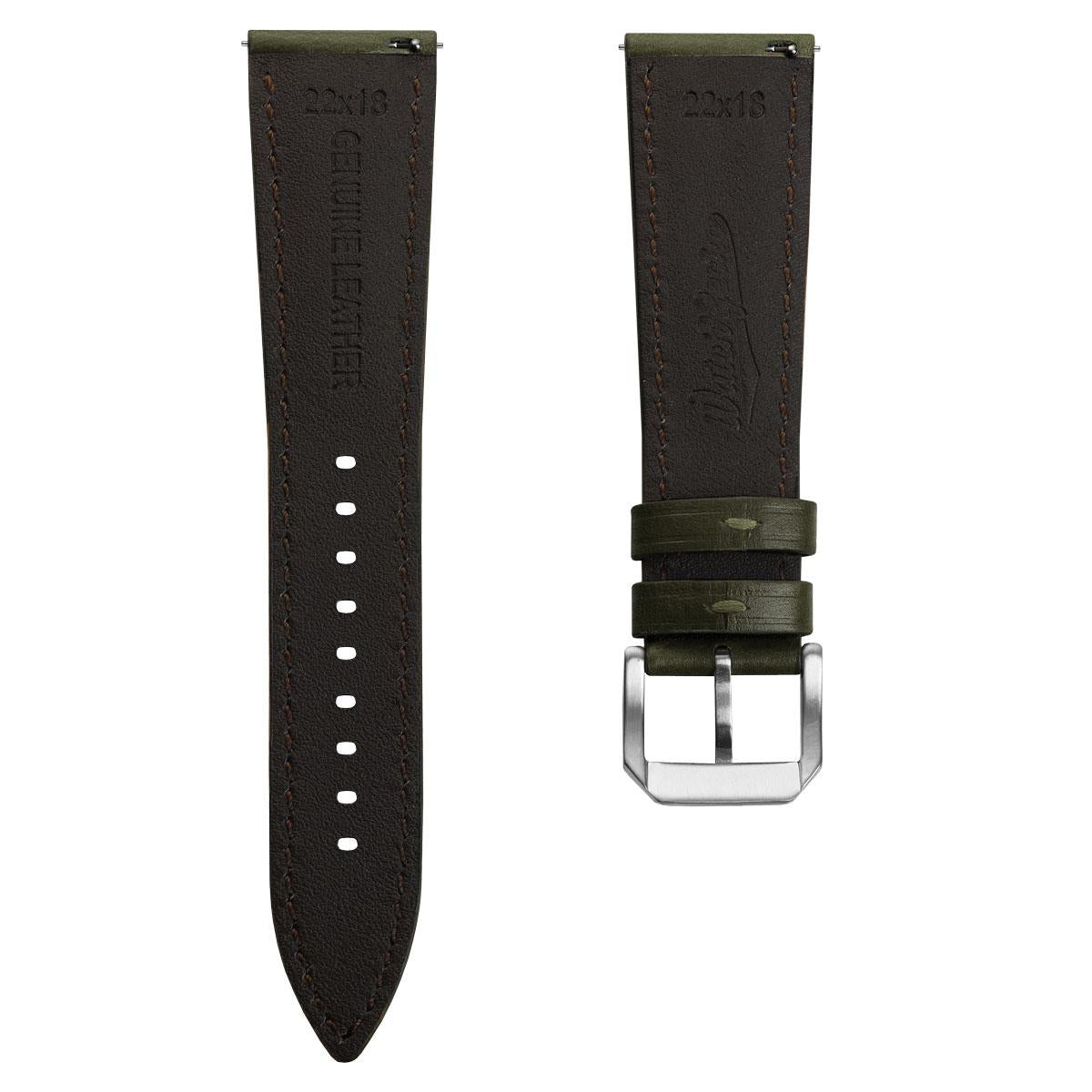 Sangle de Montre en Cuir Véritable Pailleté Tenby với Belle Patine Verte Classique