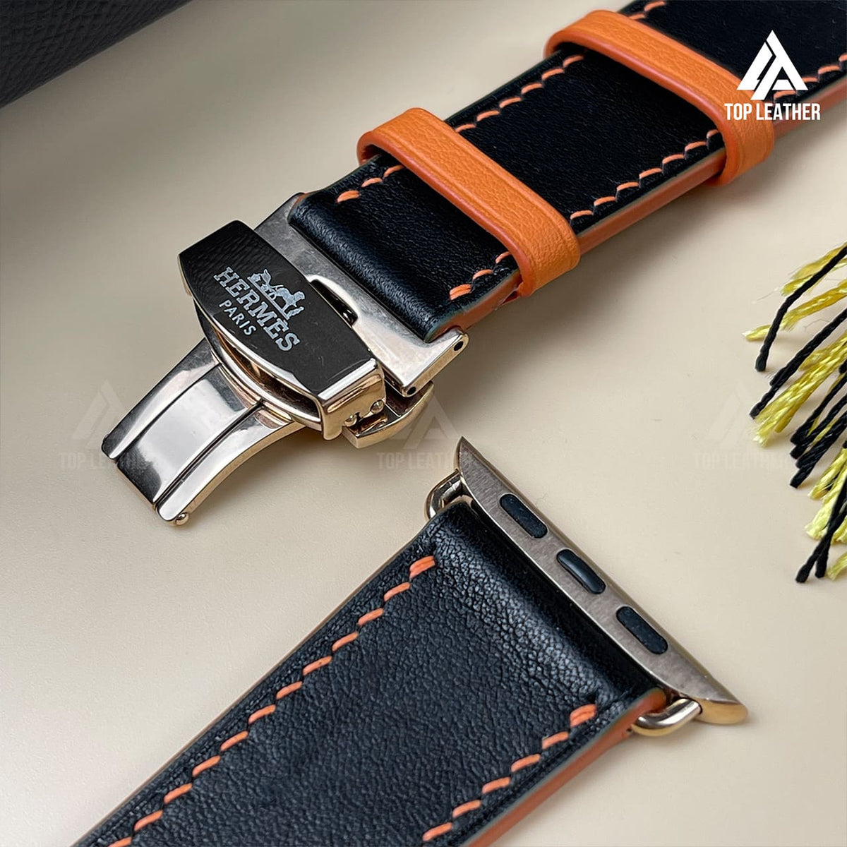 Dây đeo đồng hồ Swift bằng da dành cho Apple Watch và đồng hồ cơ - Màu xanh rêu SW2212