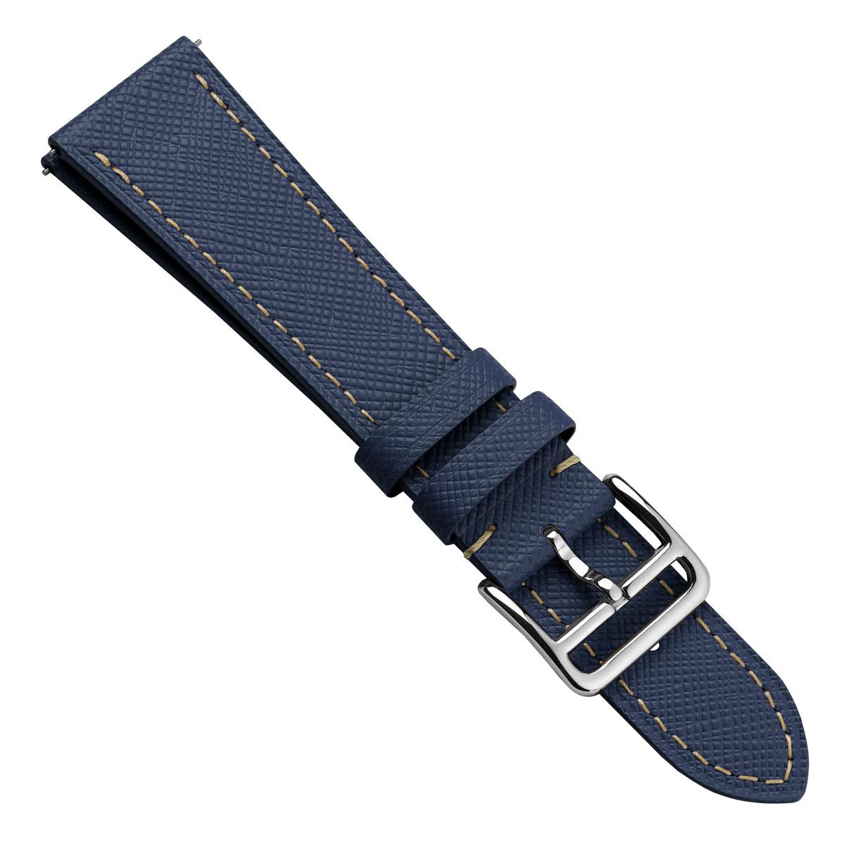 Dây đồng hồ – da Saffiano – Xanh navy