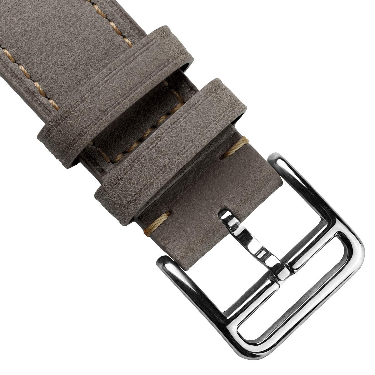 Vòng tay Montre en Cuir Plat Brixham, Gris Pastel Élégant