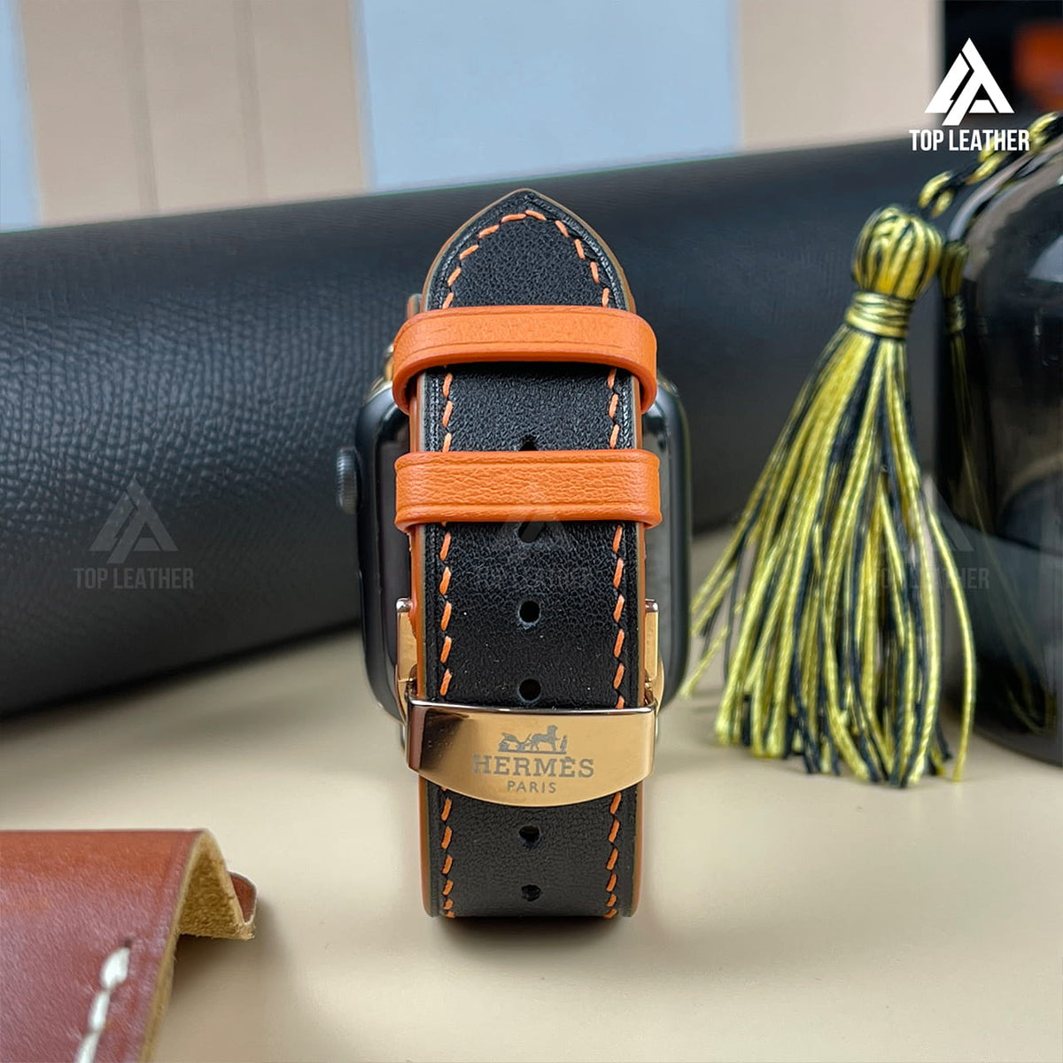 Dây đeo đồng hồ Swift bằng da dành cho Apple Watch và đồng hồ cơ - Màu xanh rêu SW2212