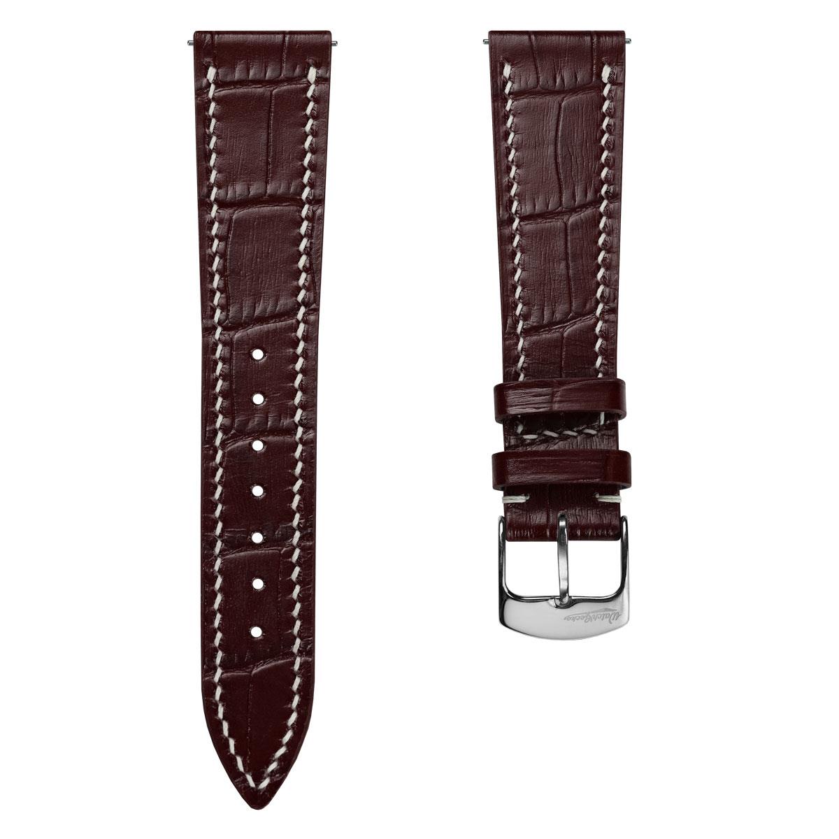 Arnem Handgenähtes Armband aus Kalbsleder mit Alligator-Muster ở Kastanienbraun