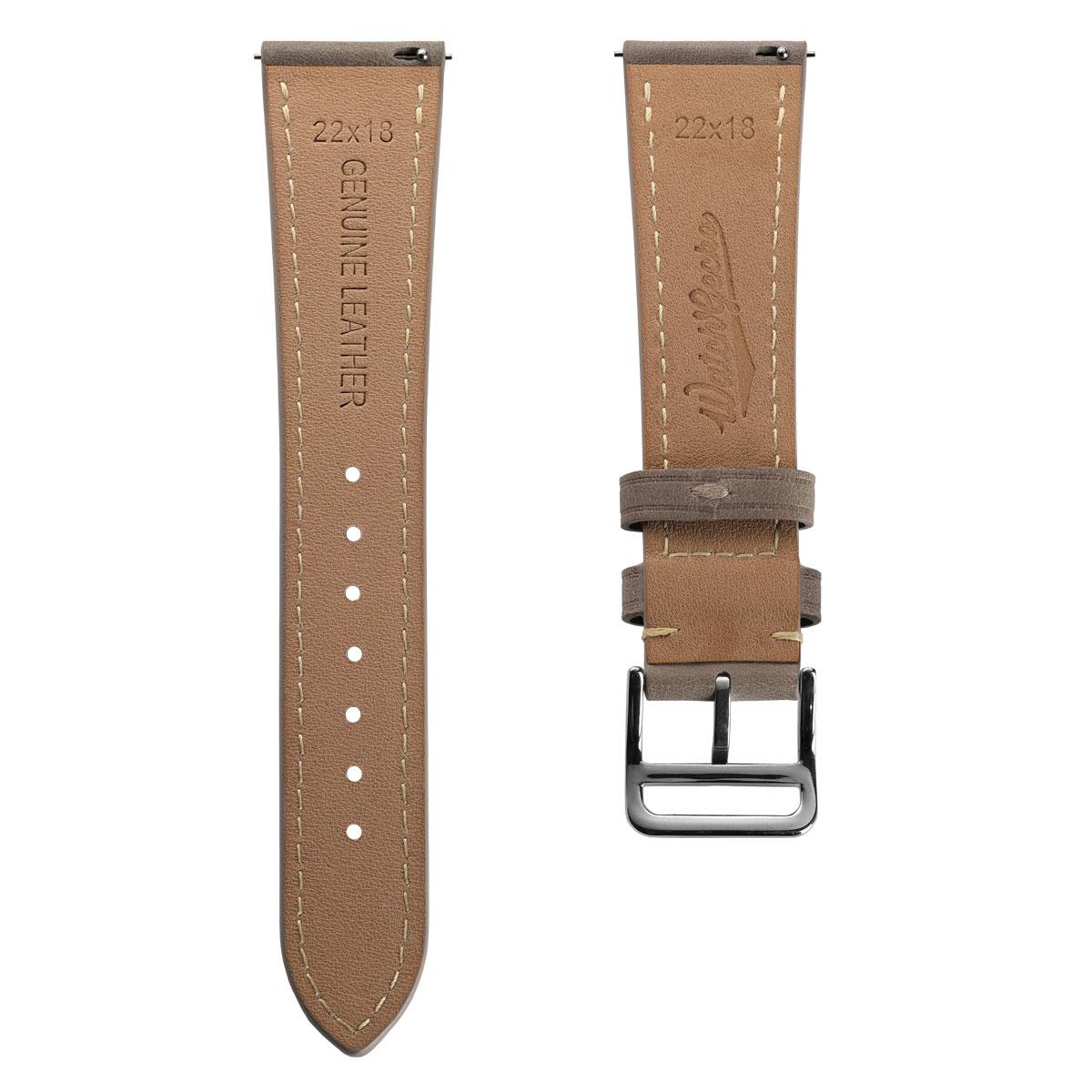 Vòng tay Montre en Cuir Plat Brixham, Gris Pastel Élégant