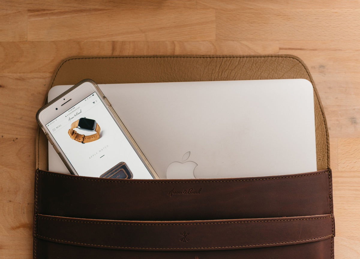 Bao da đựng MacBook dạng phong bì - Màu hạt dẻ