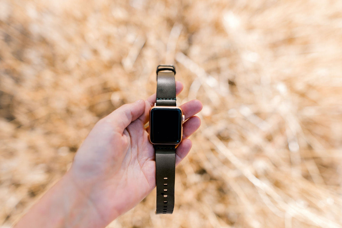 Dây đeo Apple Watch đơn giản bằng da - Màu ô liu