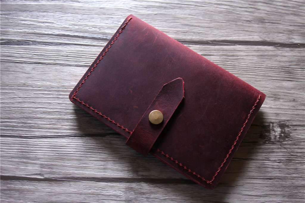 Ví da – Đỏ burgundy – cá nhân hóa, thủ công