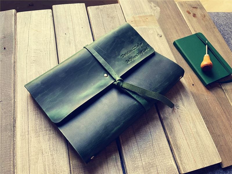 Sổ bìa da – Xanh lá – thủ công, mỏng gọn