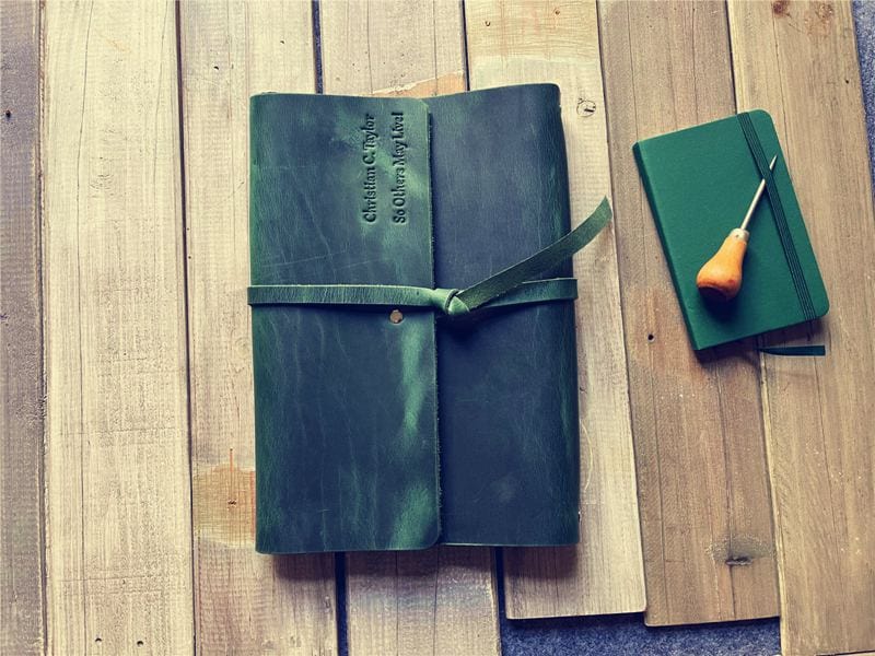 Sổ bìa da – Xanh lá – thủ công, mỏng gọn