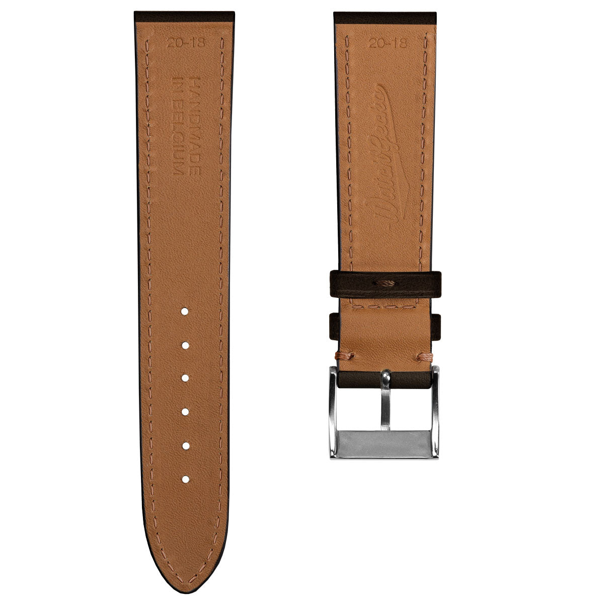 Dây đeo đồng hồ bằng da ngựa thủ công Leuven Cavallo Flat - Màu nâu sô cô la