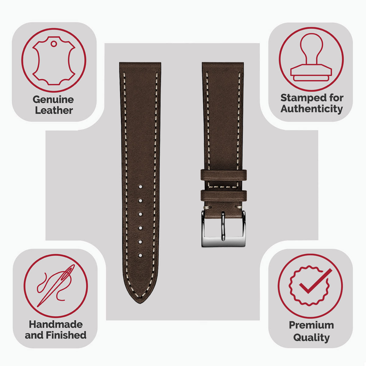 Trek je stijl naar een hoger niveau met de Leuven Cavallo Lederen Horlogeband - Cacao, handgemaakt en Perfect for paardenliefhebbers