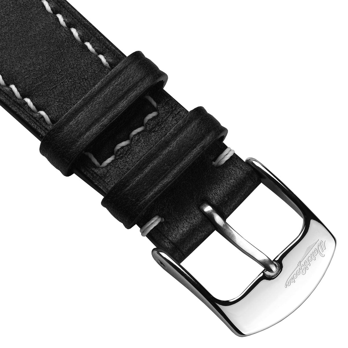 Dây đeo đồng hồ Bourton bằng da thật khâu tay của Ý - Màu đen