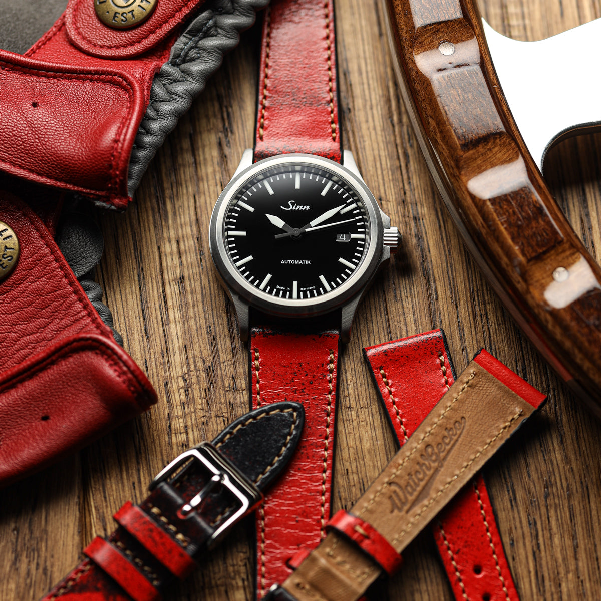 Dây đeo đồng hồ da thật Radstock Vintage - Màu đỏ tươi