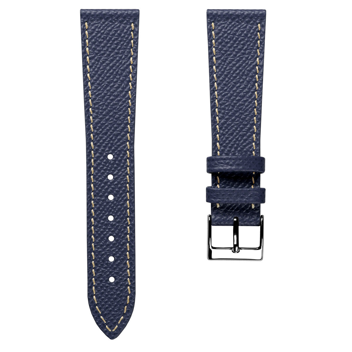 Cinturino per orologio in vera pelle ýa Epsom cucito a mano - Blu alpino