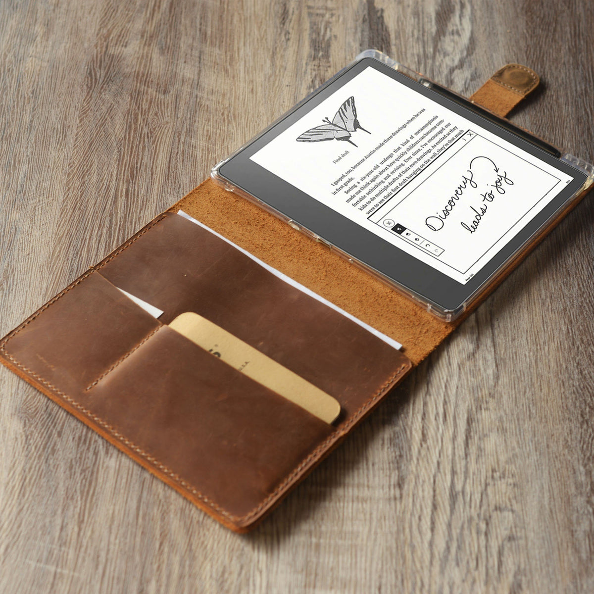 Étui en cuir cá nhân hóa cho Kindle Scribe - Cuir grafé de style thủ công - Modèle 606-SC