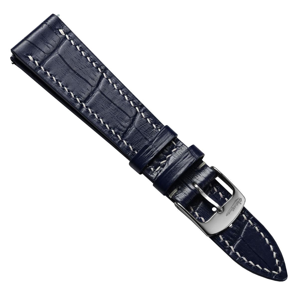 Arnem Handgefertigter Kalbsleder-Uhrenarmband mit Alligator-Design màu Navy Blau