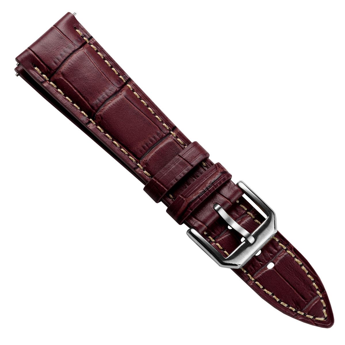 Vòng tay de montre en cuir véritable avec họa tiết cá sấu Carolina - Rouge Grenat