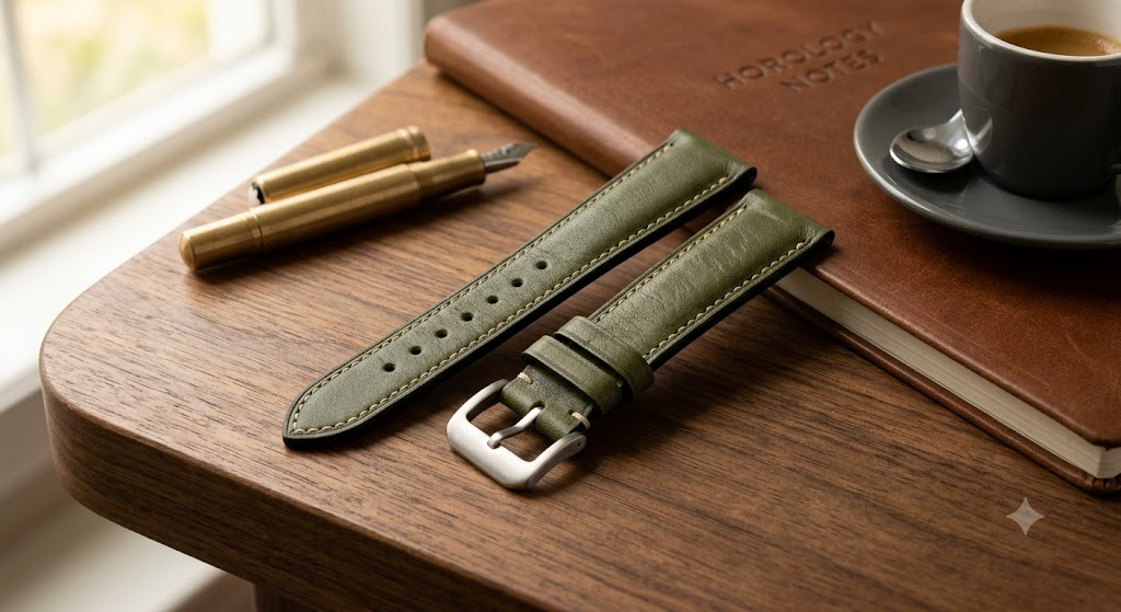 Nappa Moss Green Cream Contrast — Lifestyle Desk EDC