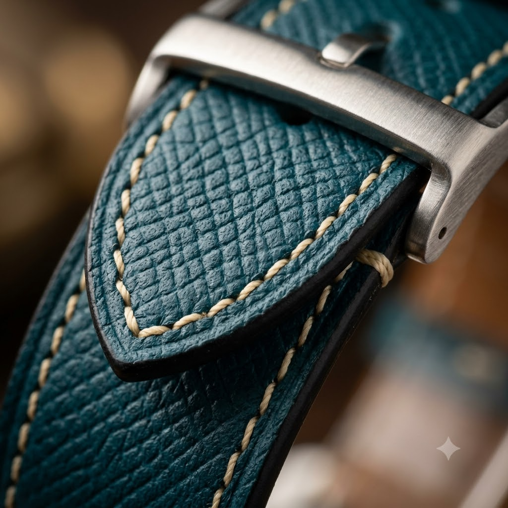 Epsom Ivory Contrast — A · Midnight Teal / Blue-Green — Artisanal Macro Detail