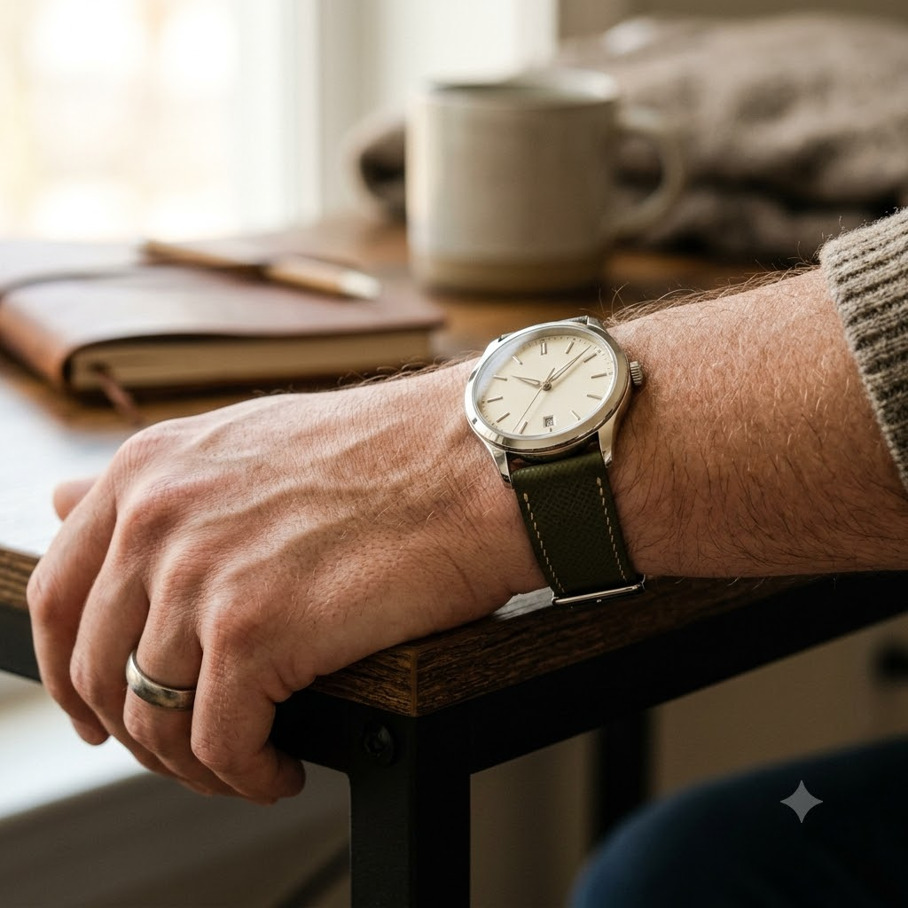 Epsom Sandline — B · Forest Olive — Ergonomic On-Wrist Fit