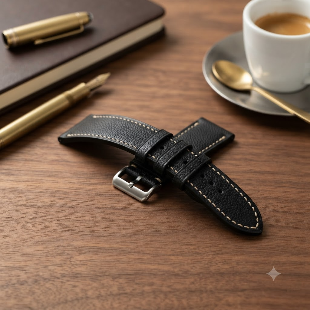 Alran Sully Jet Black — Cream Contrast Stitch — Lifestyle Desk EDC