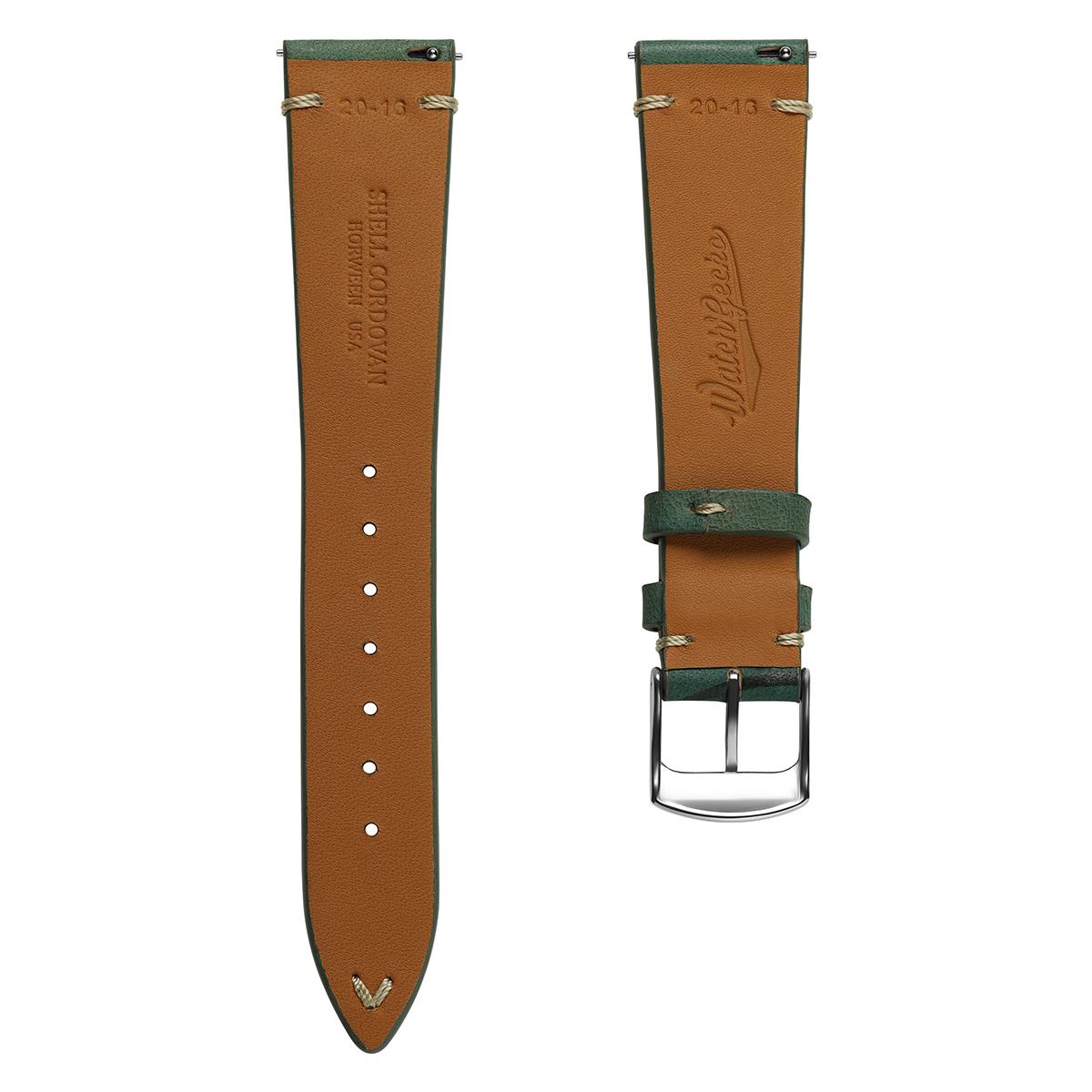 Dây đeo đồng hồ Newham Inverted Horween Shell Cordovan - Xanh lá cây đậm