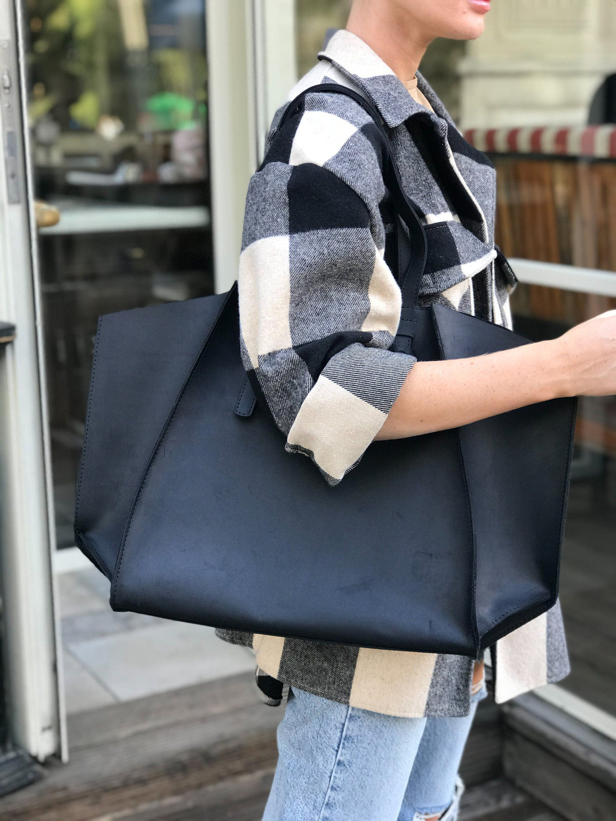 Túi tote da – da bê – Đen