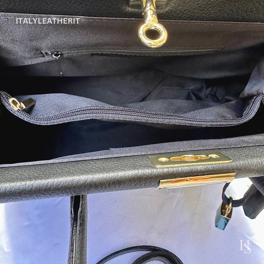 Túi tote da – dành cho nữ – Đen – thủ công