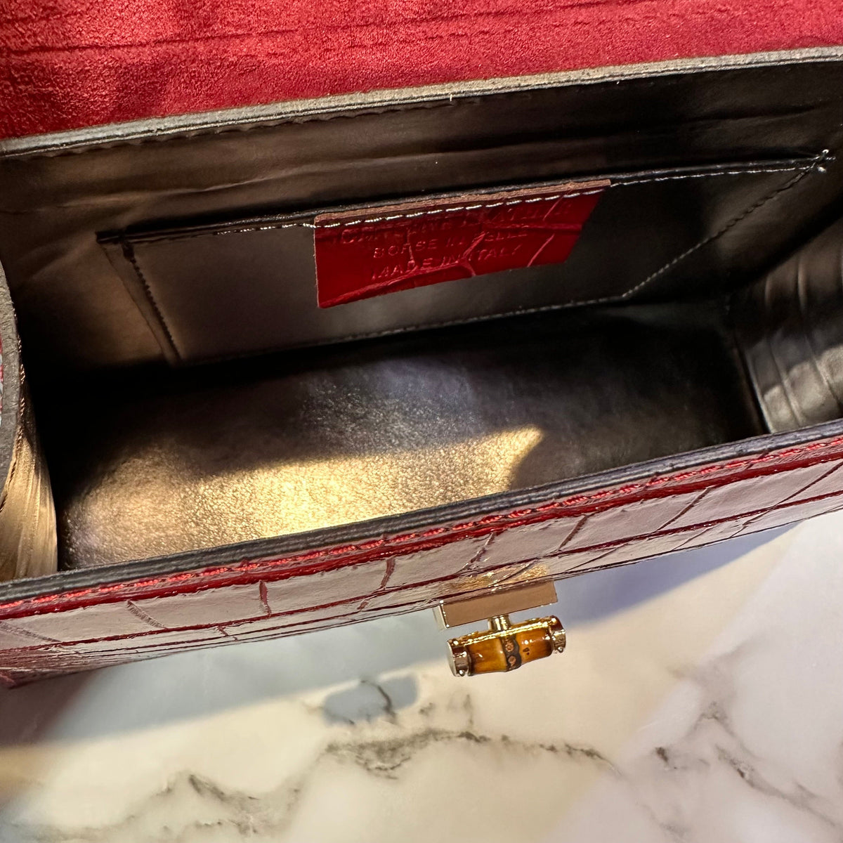 Túi tote da – Đỏ đậm – thủ công