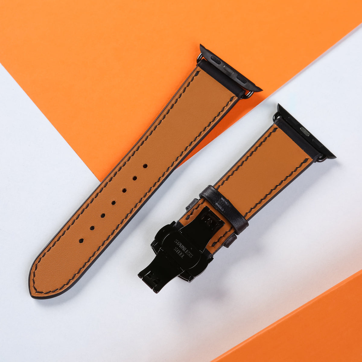 Dây đeo đồng hồ Swift bằng da dành cho Apple Watch và đồng hồ cơ - Màu đen SW2207