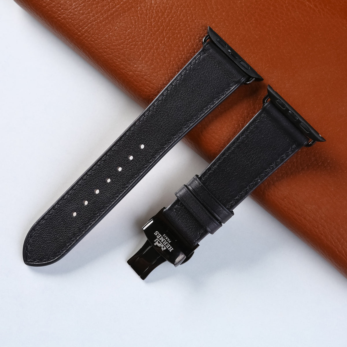 Dây đeo đồng hồ Swift bằng da dành cho Apple Watch và đồng hồ cơ - Màu đen SW2207