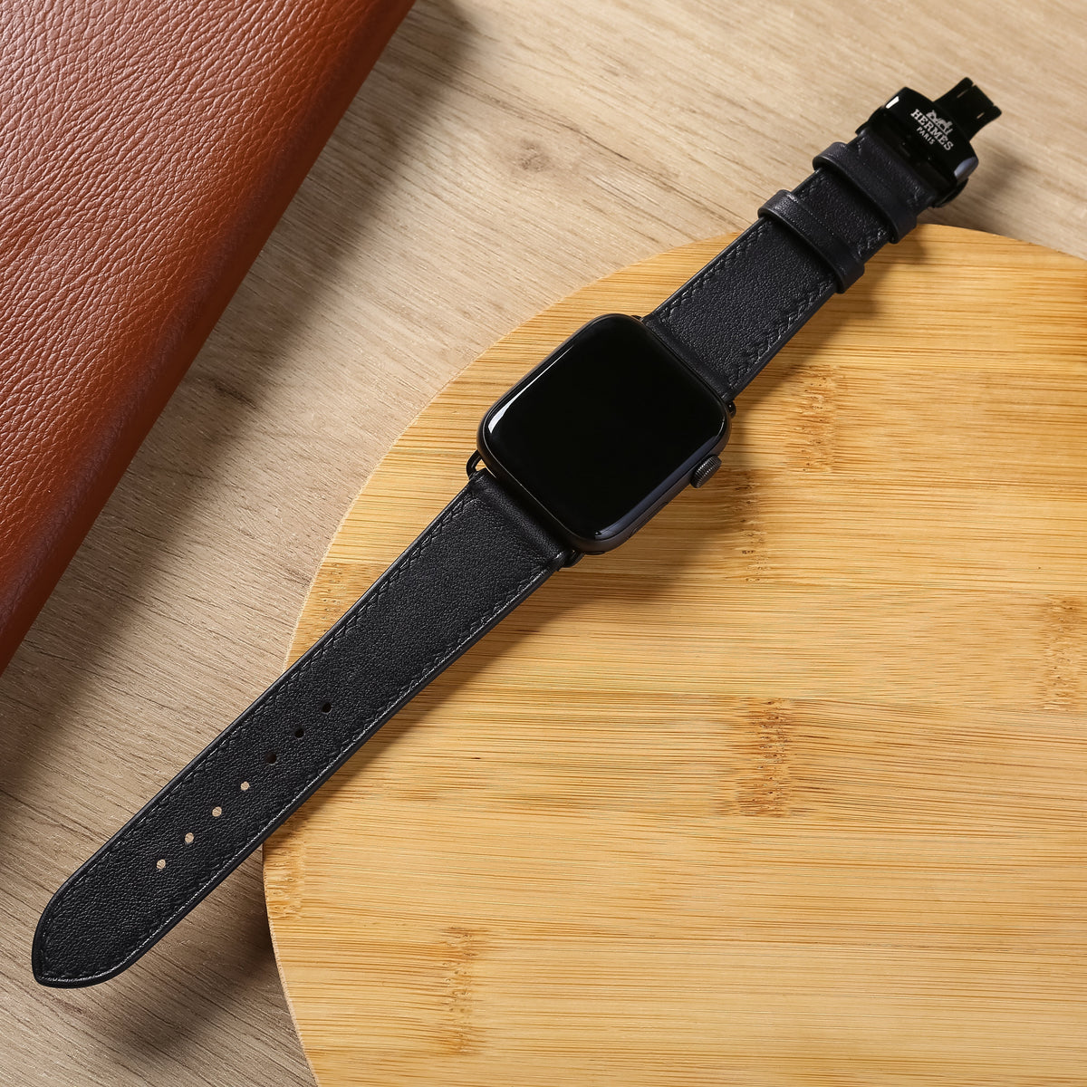 Dây đeo đồng hồ Swift bằng da dành cho Apple Watch và đồng hồ cơ - Màu đen SW2207