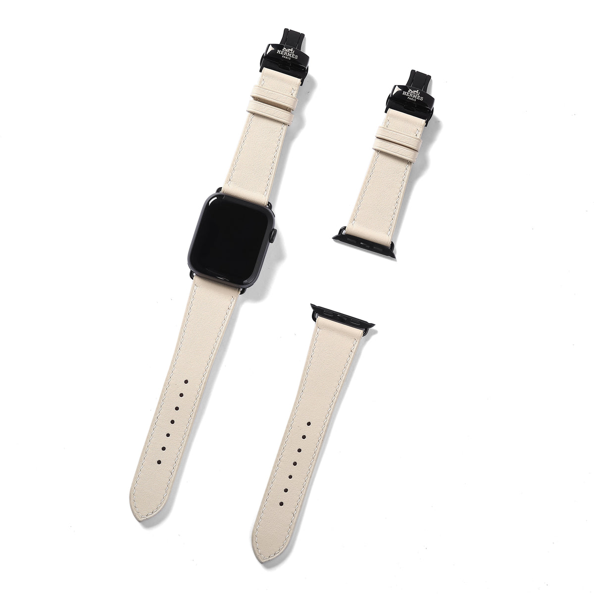 Dây đeo đồng hồ Swift bằng da dành cho Apple Watch và đồng hồ cơ - Màu trắng sữa SW2205