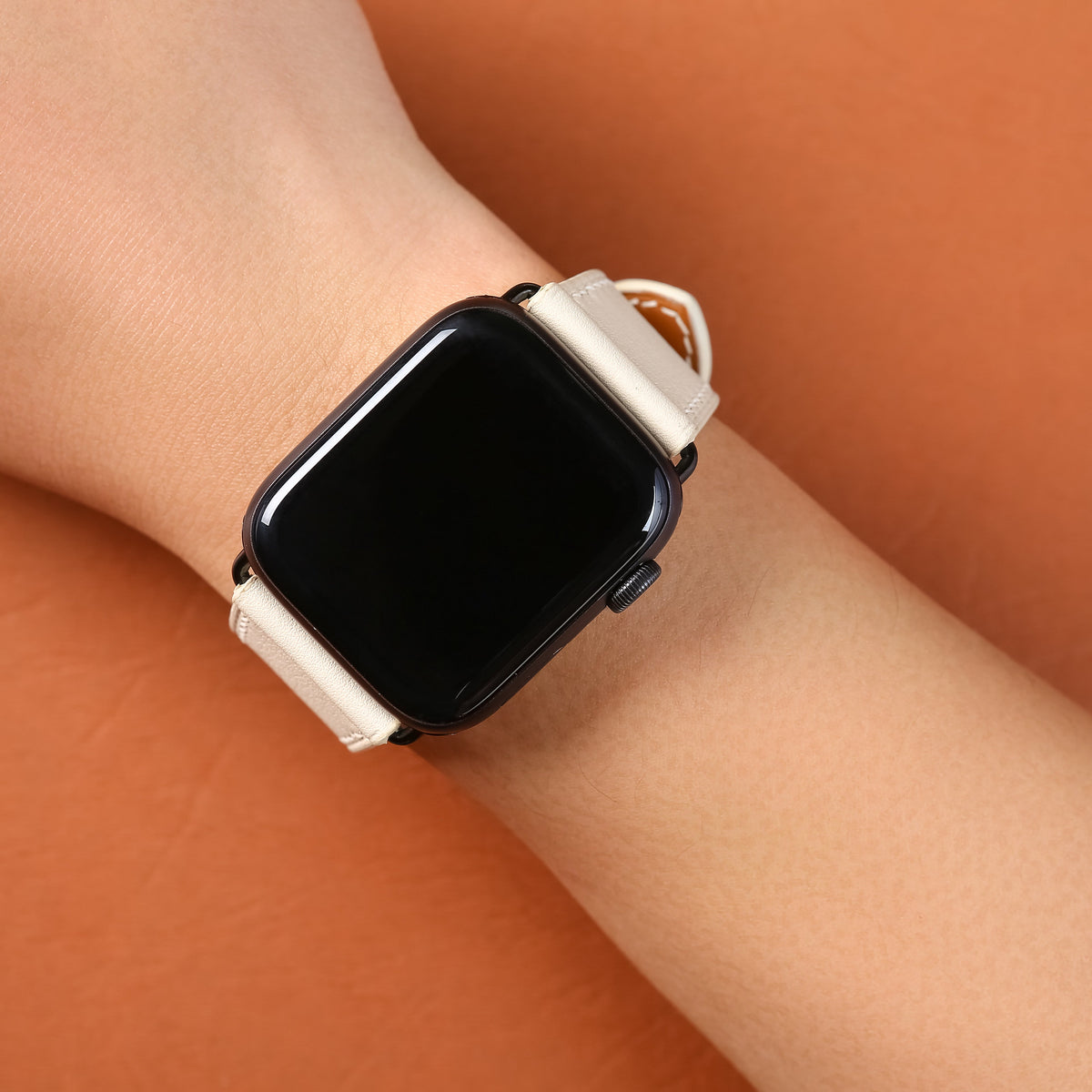 Dây đeo đồng hồ Swift bằng da dành cho Apple Watch và đồng hồ cơ - Màu trắng sữa SW2205