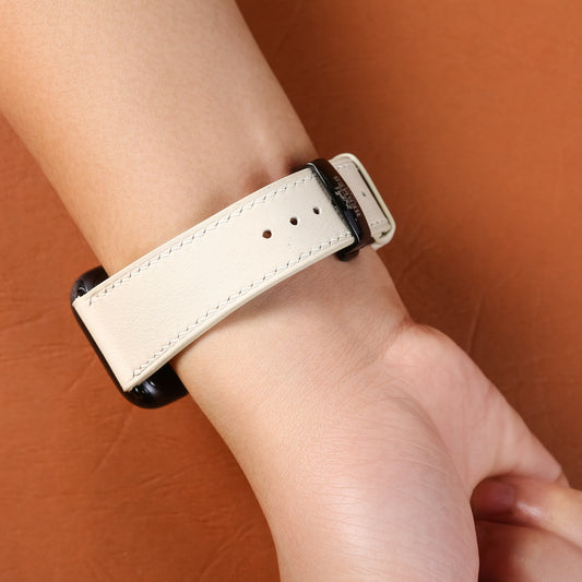 Dây đeo đồng hồ Swift bằng da dành cho Apple Watch và đồng hồ cơ - Màu trắng sữa SW2205