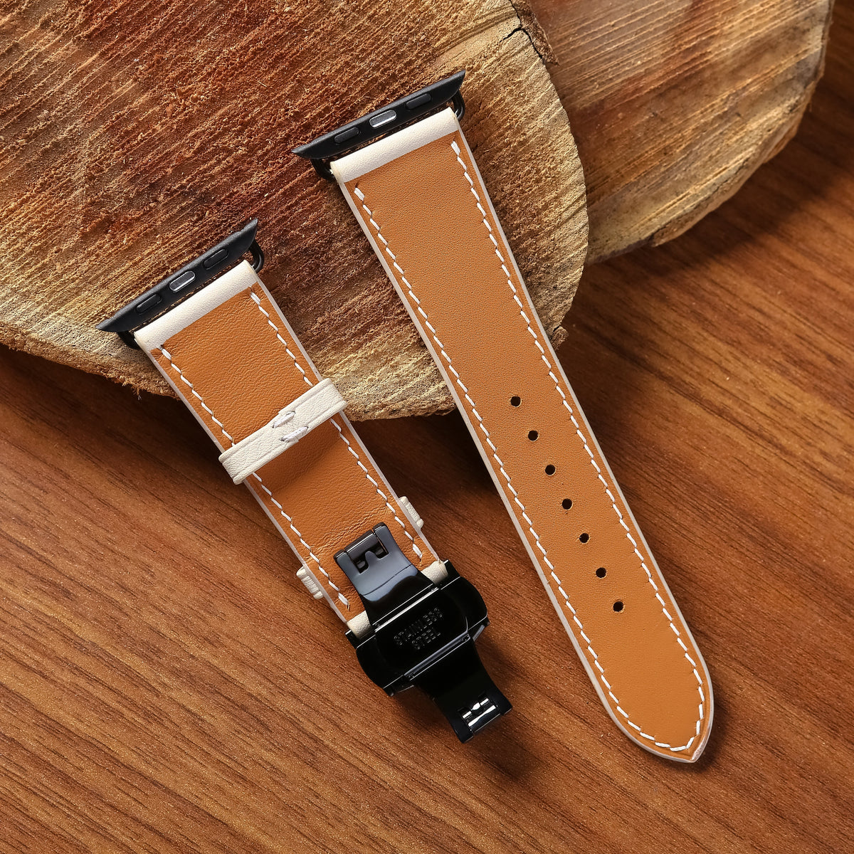 Dây đeo đồng hồ Swift bằng da dành cho Apple Watch và đồng hồ cơ - Màu trắng sữa SW2205