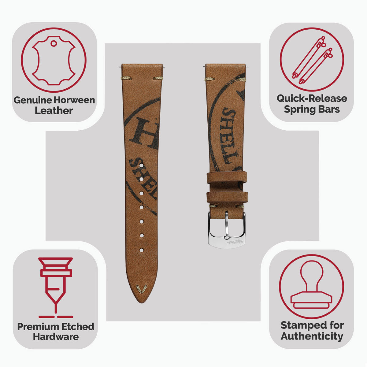 Dây đeo đồng hồ Newham Inverted Horween Shell Cordovan - Màu nâu đỏ