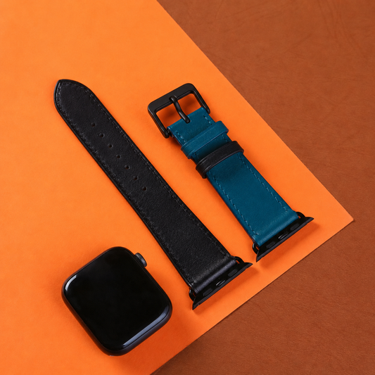 Dây Apple Watch – da Swift – Đen mix xanh - cá nhân hóa, thủ công