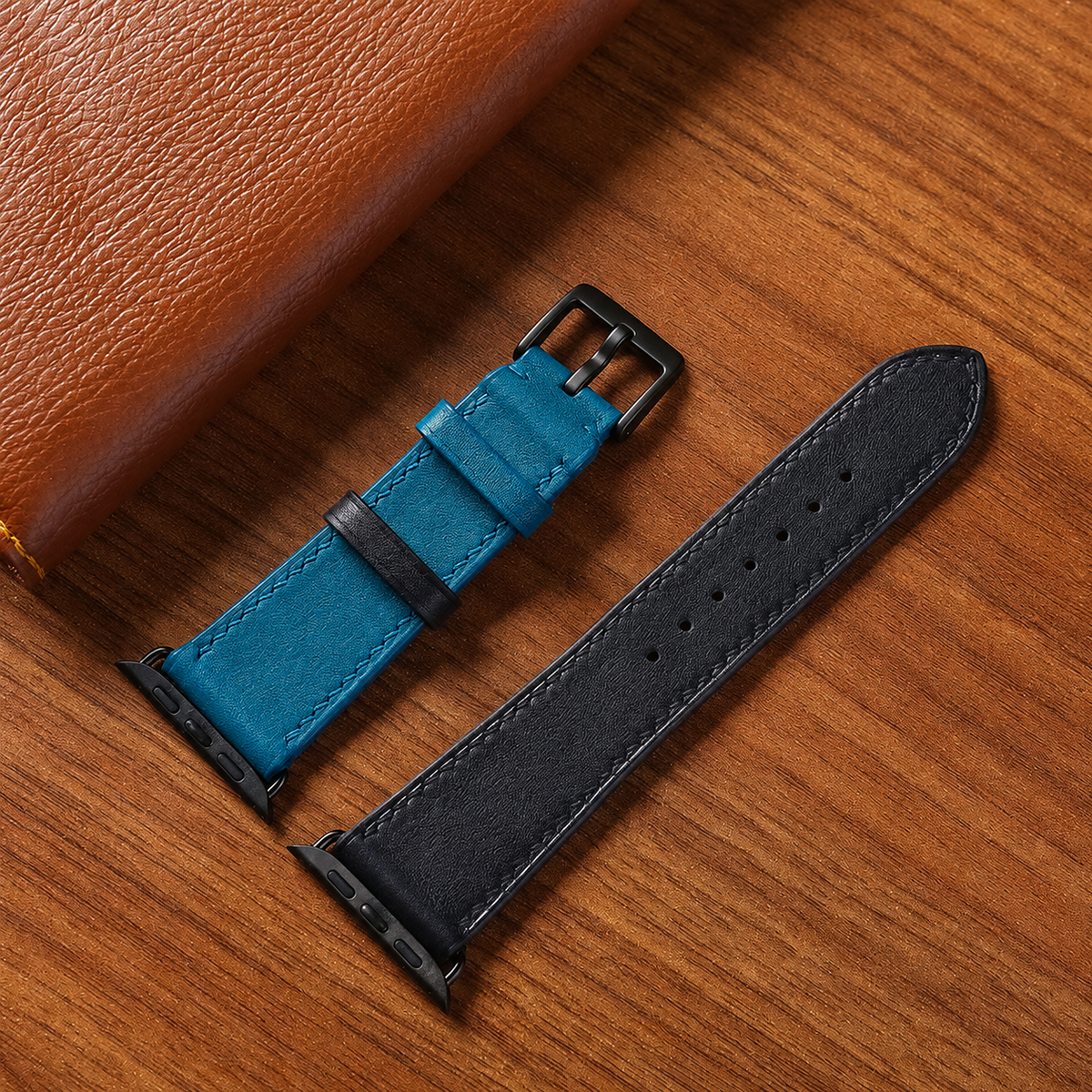 Dây Apple Watch – da Swift – Đen mix xanh - cá nhân hóa, thủ công