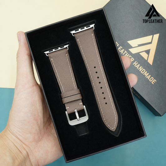 Dây Apple Watch – da Epsom – Xám – cá nhân hóa, thủ công