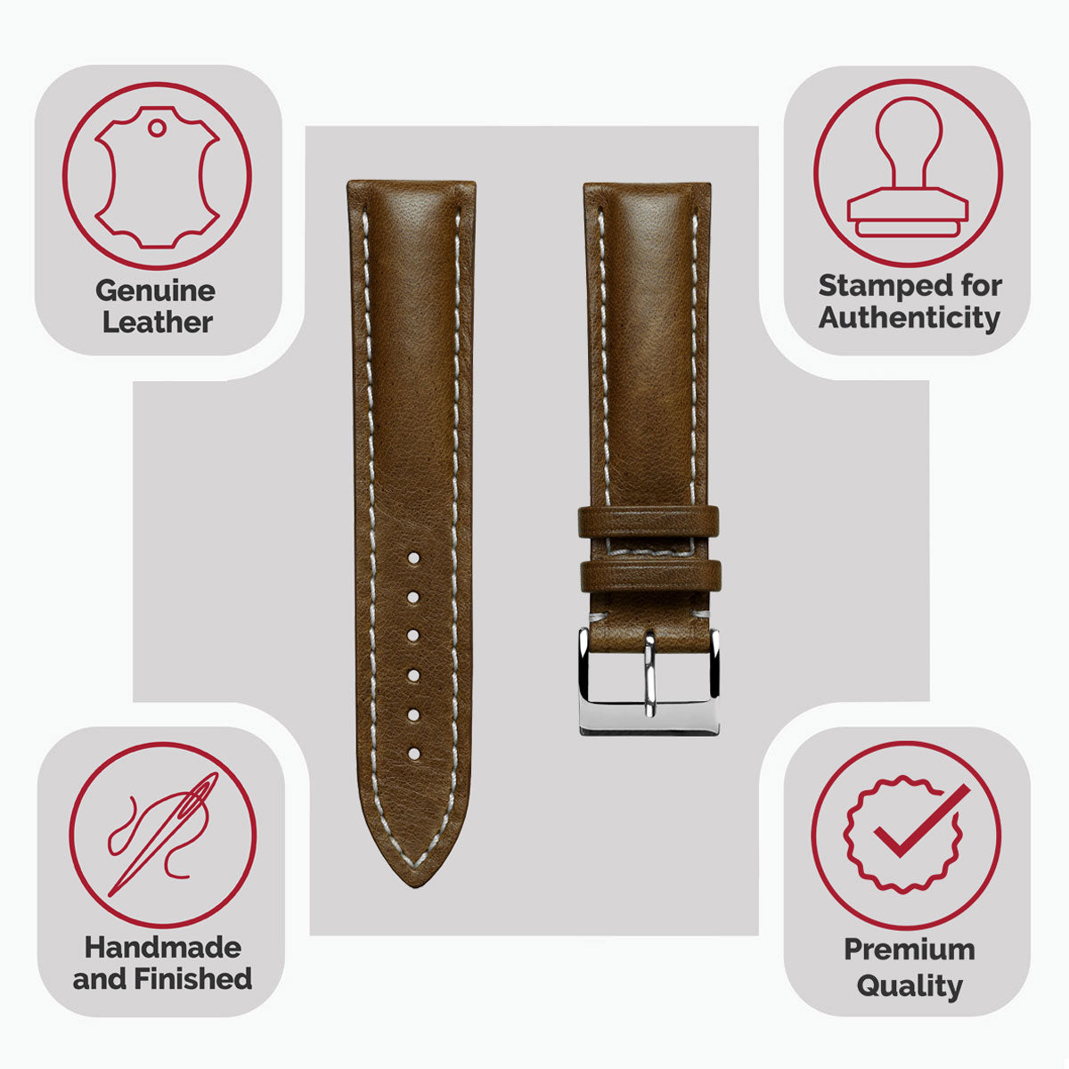 Dây đeo đồng hồ bằng da dày dặn Ostend - Màu nâu Cavallo