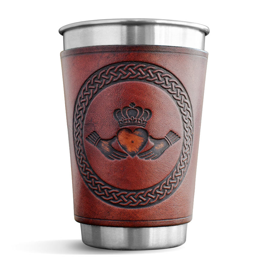 Ly bia bọc da - CLADDAGH