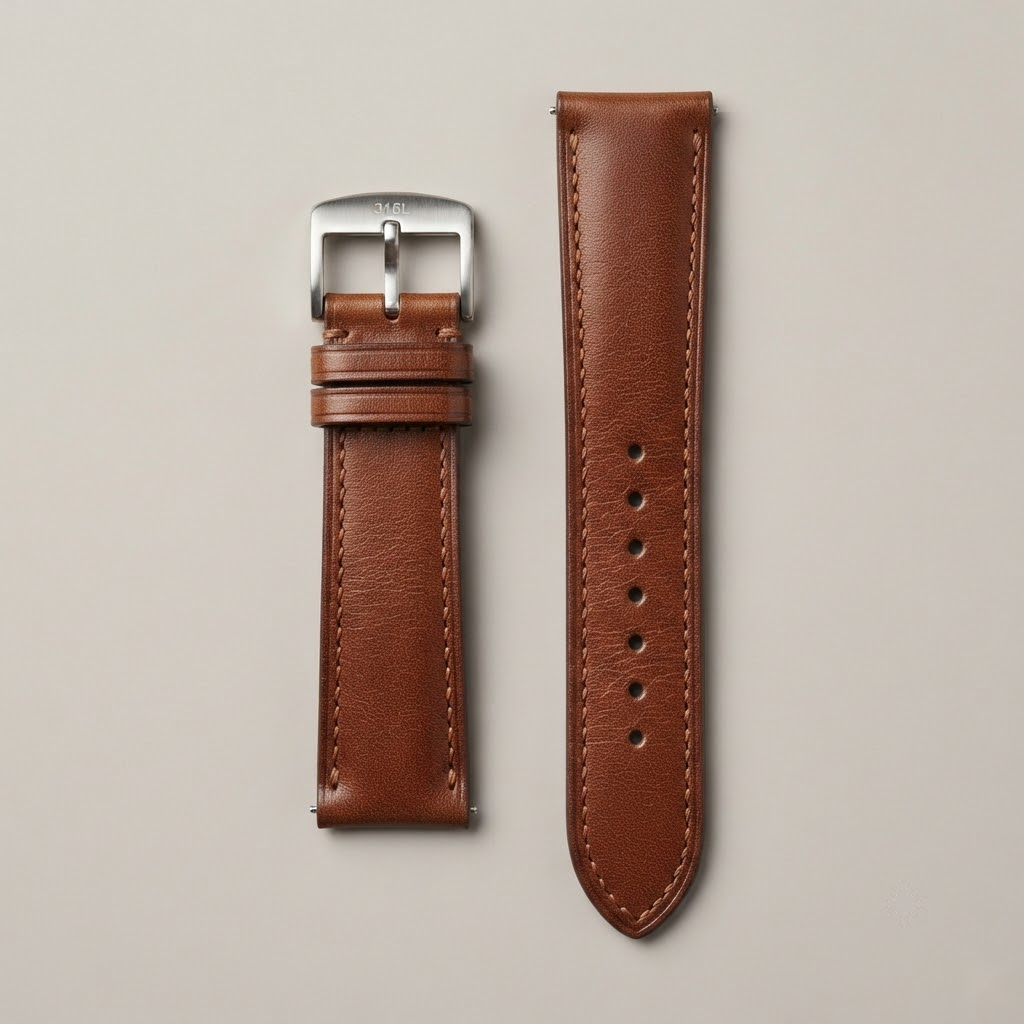 Dây Da Barenia Nâu Hạt Dẻ Khâu Chỉ Trắng — Studio Hero Master